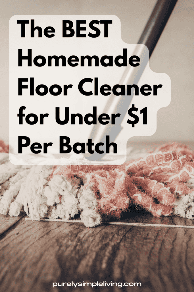 spray bottle of diy floor cleaner on a freshly mopped hardwood floor