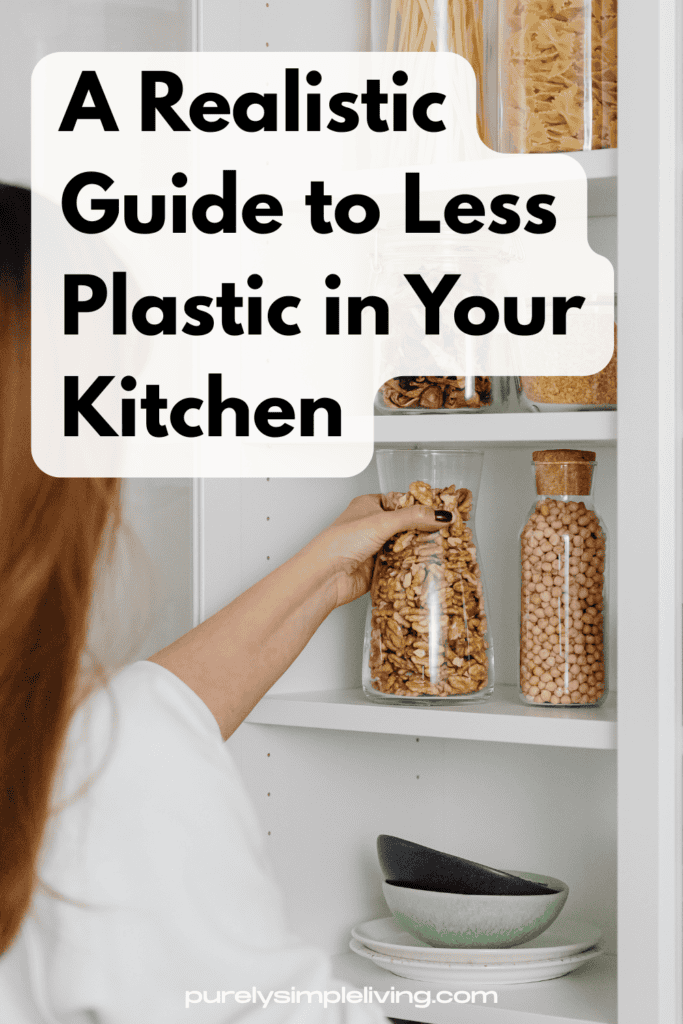kitchen counter with reusable containers to reduce plastic in the kitchen