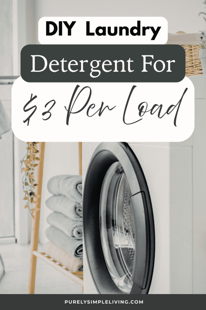 non toxic laundry detergent alternatives lined up in a laundry room