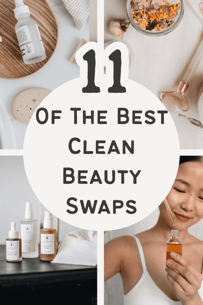 close up of clean beauty product labels showing safe ingredients