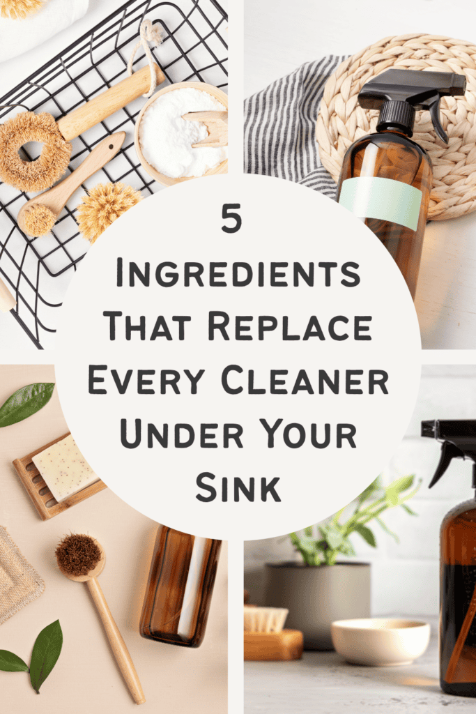 kitchen counter with simple non toxic cleaning product ingredients