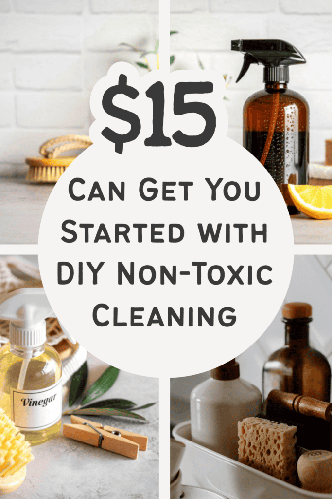 homemade non toxic cleaning products in glass spray bottles