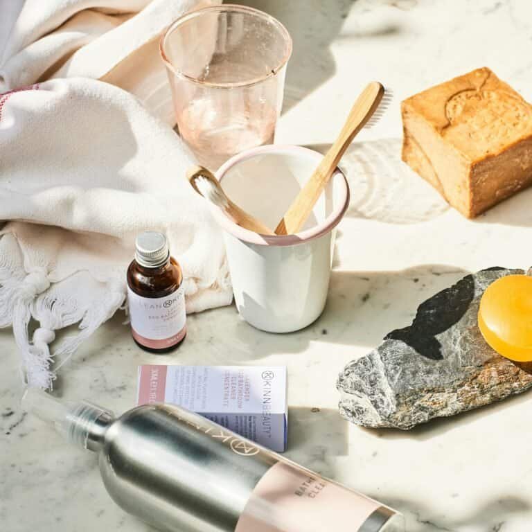 Non toxic swaps for every room displayed on a shelf